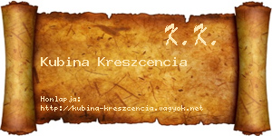 Kubina Kreszcencia névjegykártya